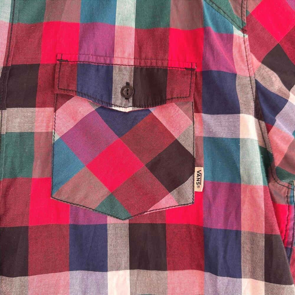 Vans Mens Short Sleeve Plaid Button-Up Shirt Size XL - Picture 3 of 7